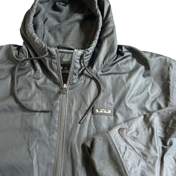 Nike Full Zip Hoodie Men’s XXL Jacket Lebron James Basketball Taped Woven Black - Picture 1 of 7